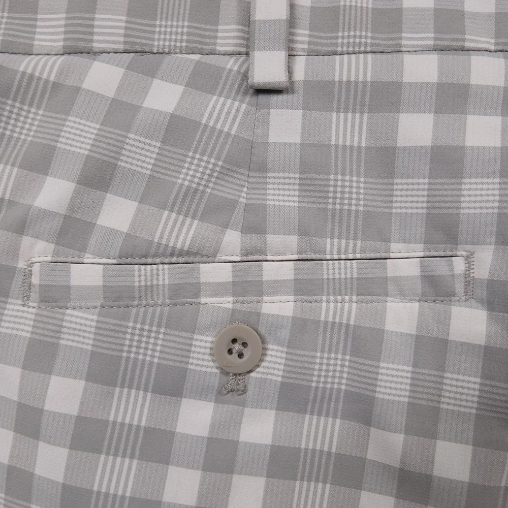 Nike Golf‎ Dri-FIT Shorts Men's 36 Grey White Plaid Gingham Check Performance